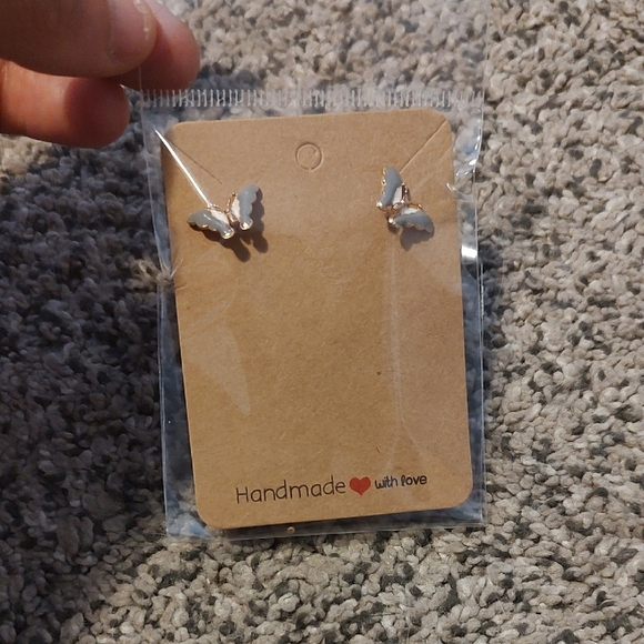 Gray Butterfly Stud Earrings - Picture 1 of 3